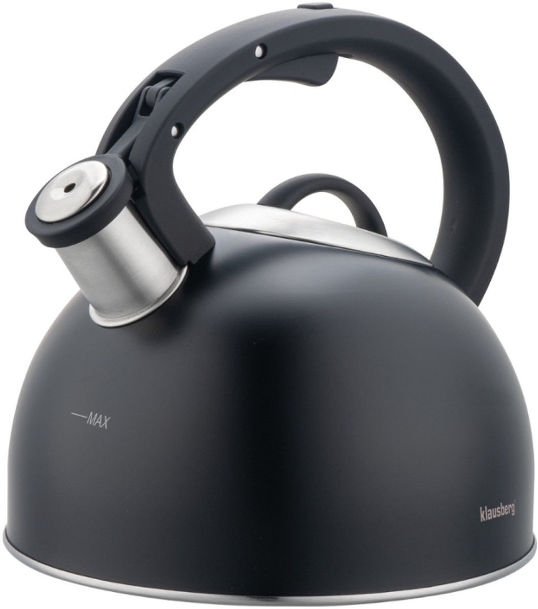 Klausberg 7911 - Fluitketel met fluit - 2. 5 liter - RVS - zwart