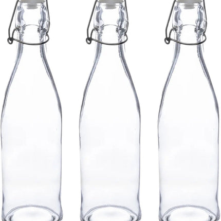 5Five Bouteille à étrier/bocaux Le Parfait - 3x - verre - transparent - hermétique - 0,5 litre - bouteille d'eau - limonade