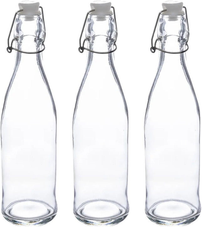 5Five Bouteille à étrier/bocaux Le Parfait - 3x - verre - transparent - hermétique - 0,5 litre - bouteille d'eau - limonade