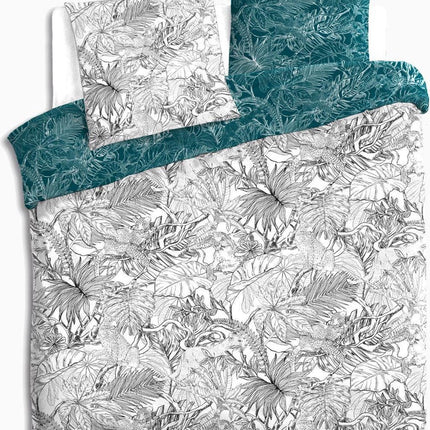 Housse de couette réversible 240x220 en coton avec boutons-pression motif jungle