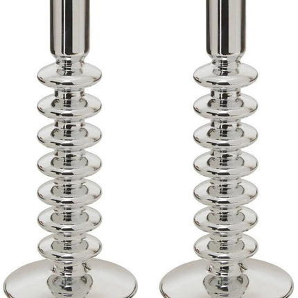 Atmosphera bougeoir - 2x - verre décoratif - bougies dîner - argent - D9 x H22 cm