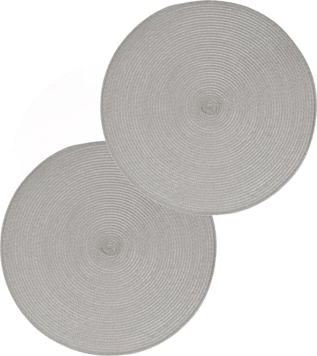 Secret de Gourmet ronde placemat - Set van 6x stuks - lichtgrijs - gevlochten kunststof - Dia 38 cm - Onderleggers