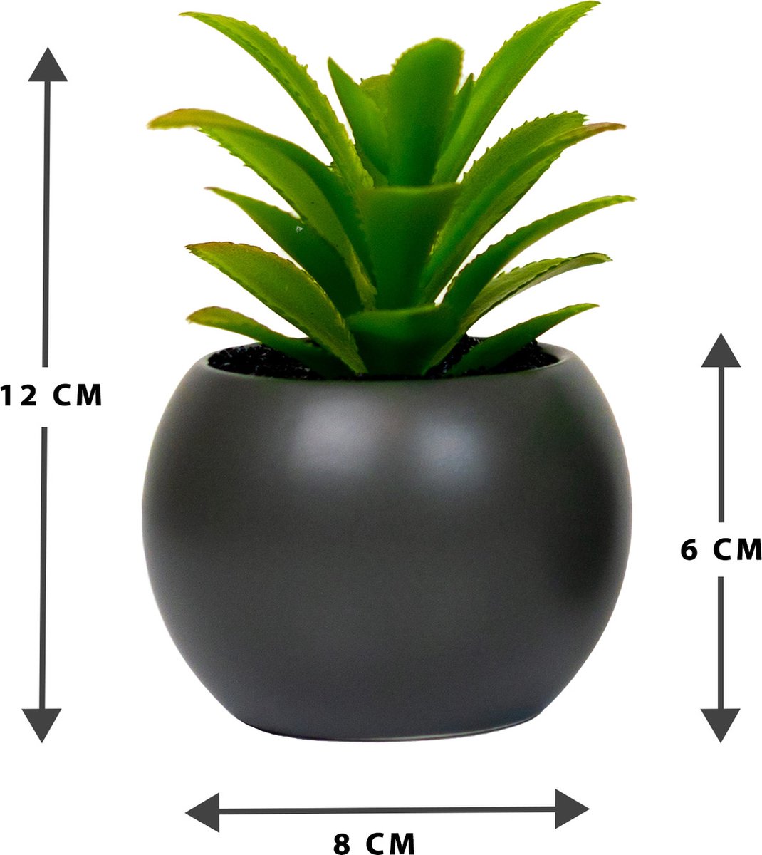 Atmosphera Artificial Plant - Fake Plant - Grey - Set of 4 - For Indoor Use - With Pot - Round