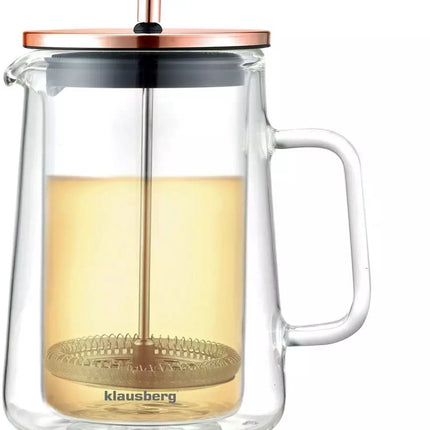 Klausberg Cafetière et Théière à Piston - Verre - Presse à Thé - French Press - Couleur Cuivre - 350 ml - Modèle KB7723 - théière