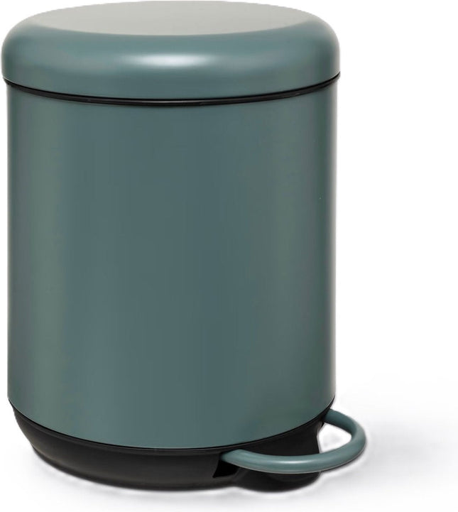 5Five Poubelle à pédale Savona - métal/plastique - 5L - vert ficus - D20 x H27 cm - avec seau intérieur