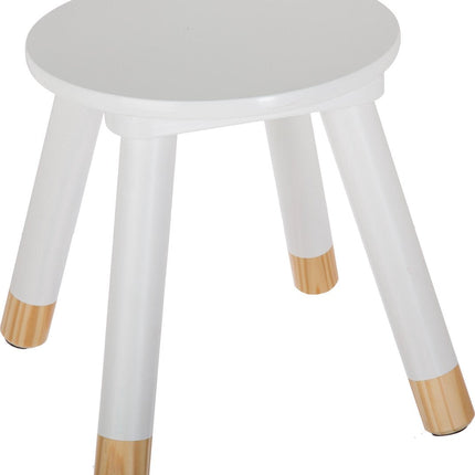 Atmosphera Tabouret enfant - blanc ivoire - bois - D24 x H27 cm - tabourets d'appoint/tabourets