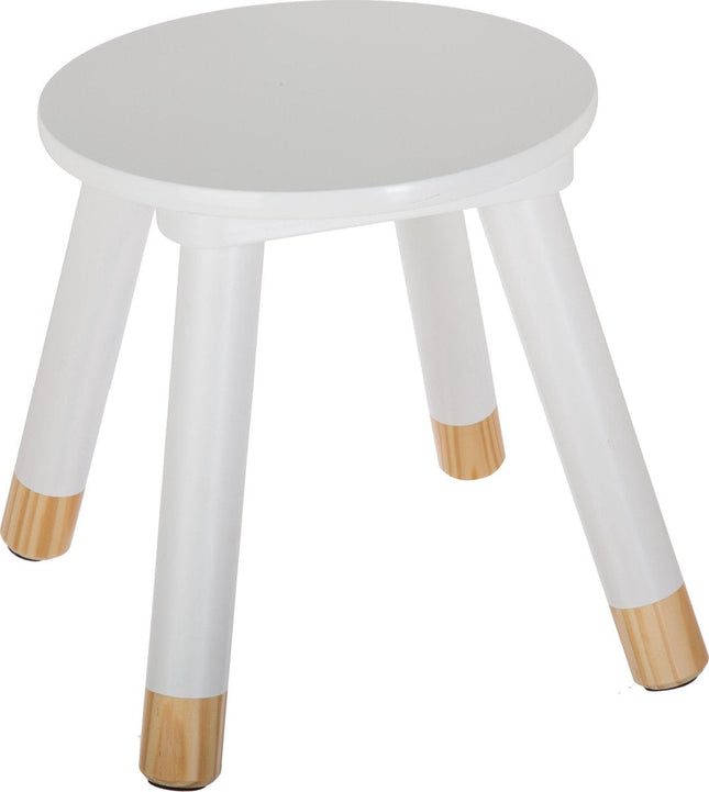 Atmosphera Tabouret enfant - blanc ivoire - bois - D24 x H27 cm - tabourets d'appoint/tabourets