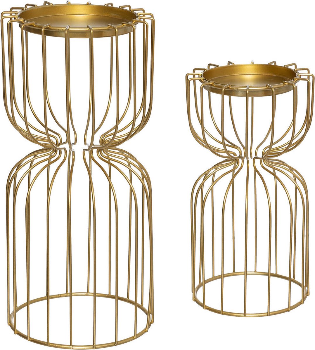 Set of metal tea light holders, gold