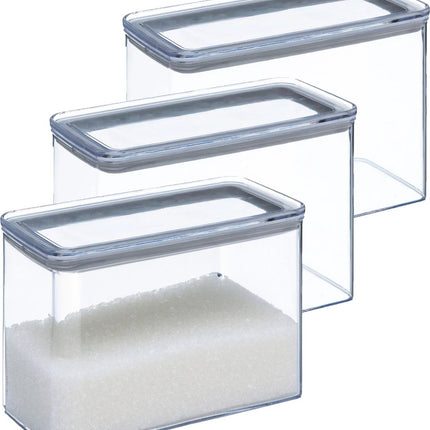 5Five Pot de conservation - Lot de 5 - cuisine/aliments - plastique - 2000 ml - couvercle hermétique - transparent - 20 x 10 x 14 cm