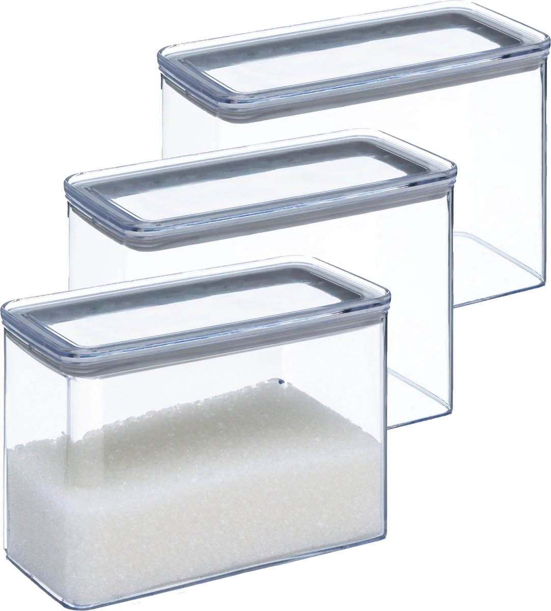 5Five Storage Jar - 5x - kitchen/food - plastic - 2000 ml - airtight lid - transparent - 20 x 10 x 14 cm
