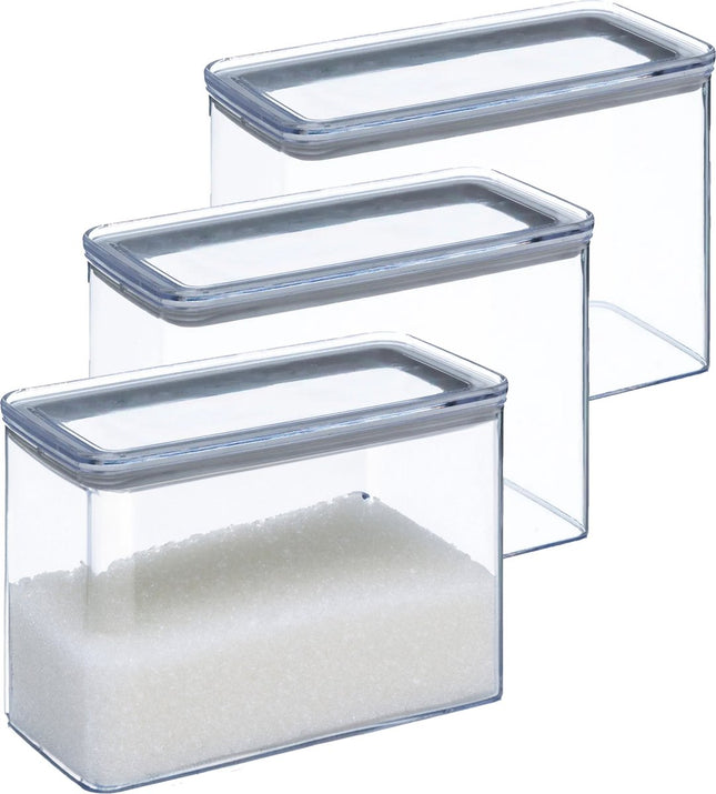5Five Pot de conservation - Lot de 5 - cuisine/aliments - plastique - 2000 ml - couvercle hermétique - transparent - 20 x 10 x 14 cm