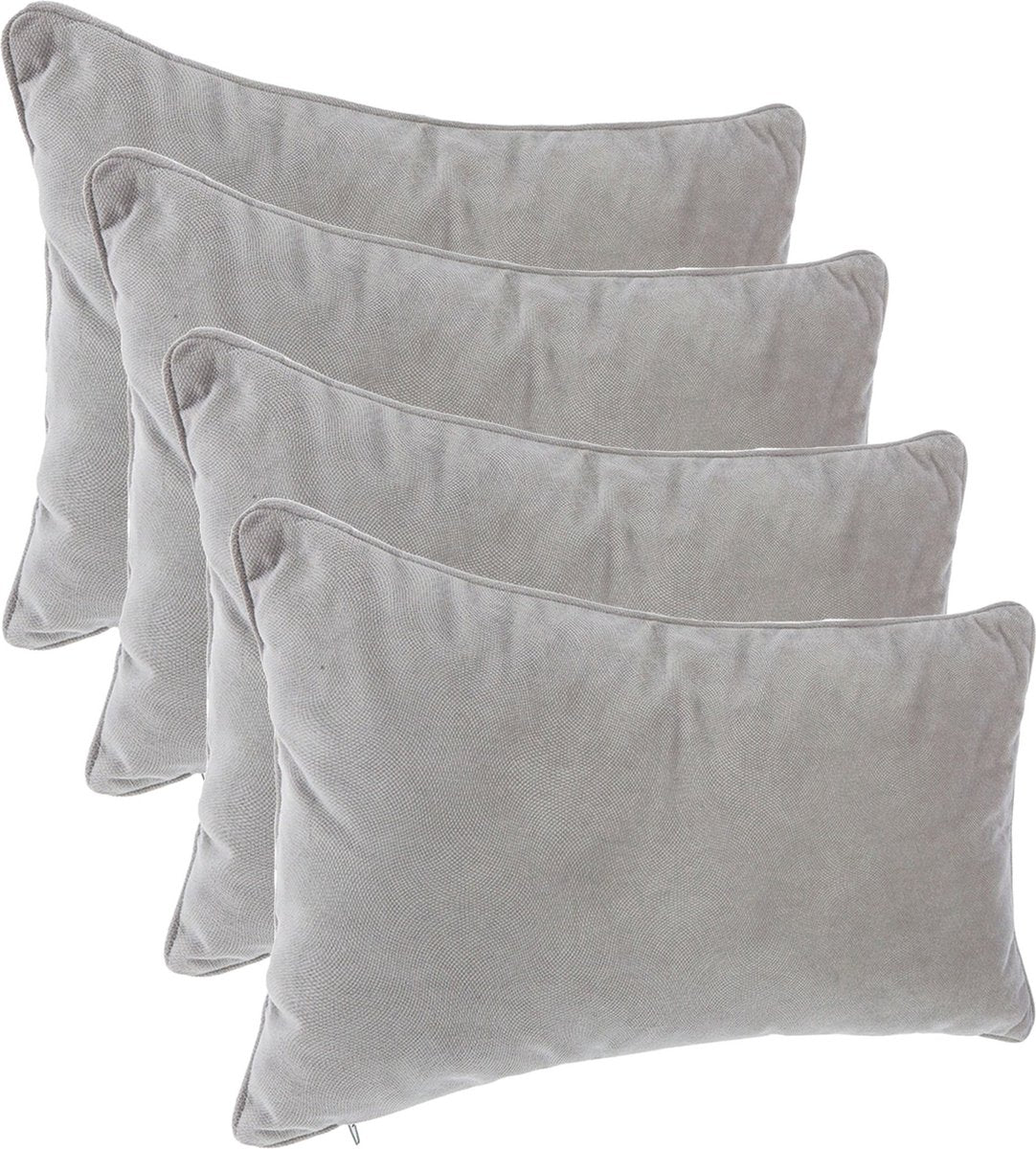 Atmosphera Sofa / decorative cushions living room Sophia - 4x pieces - 30 x 50 cm - Silver grey - polyester - with zipper