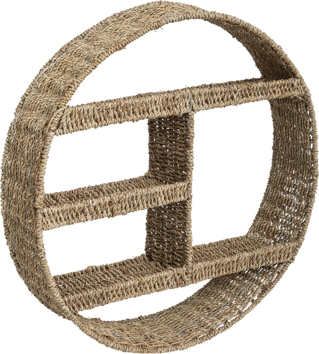 Atmosphera ronde wandplank Aria van riet – 3 plankjes, Ø 58 cm, bruin