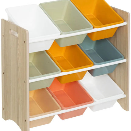 Atmosphera Étagère de rangement 3 niveaux avec bacs - bois/plastique - 60 x 30 x 66 cm - jouets - chambre d'enfant - couleurs assorties