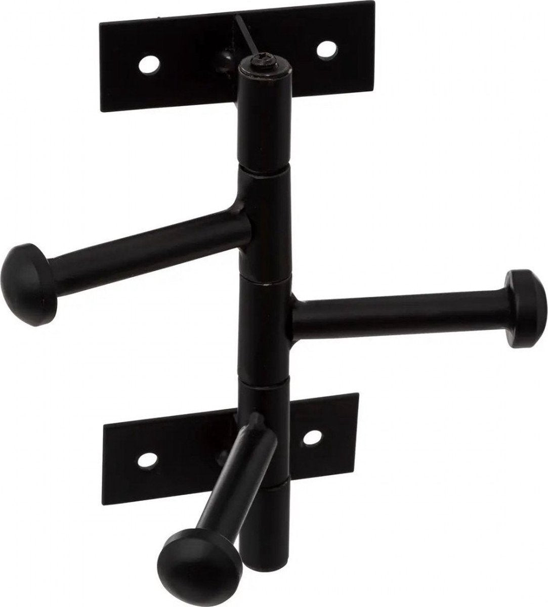 Wall-mounted coat rack - rotating hooks - black