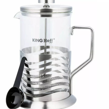 Kinghoff Théière en verre et acier inoxydable - 0,8 litre - Saveur riche et facilité d'utilisation - Compatible lave-vaisselle