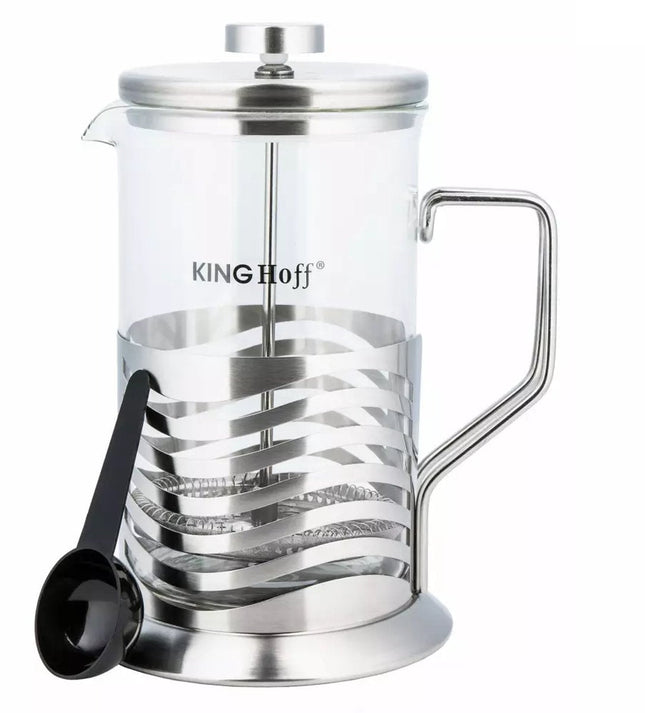 Kinghoff Théière en verre et acier inoxydable - 0,8 litre - Saveur riche et facilité d'utilisation - Compatible lave-vaisselle
