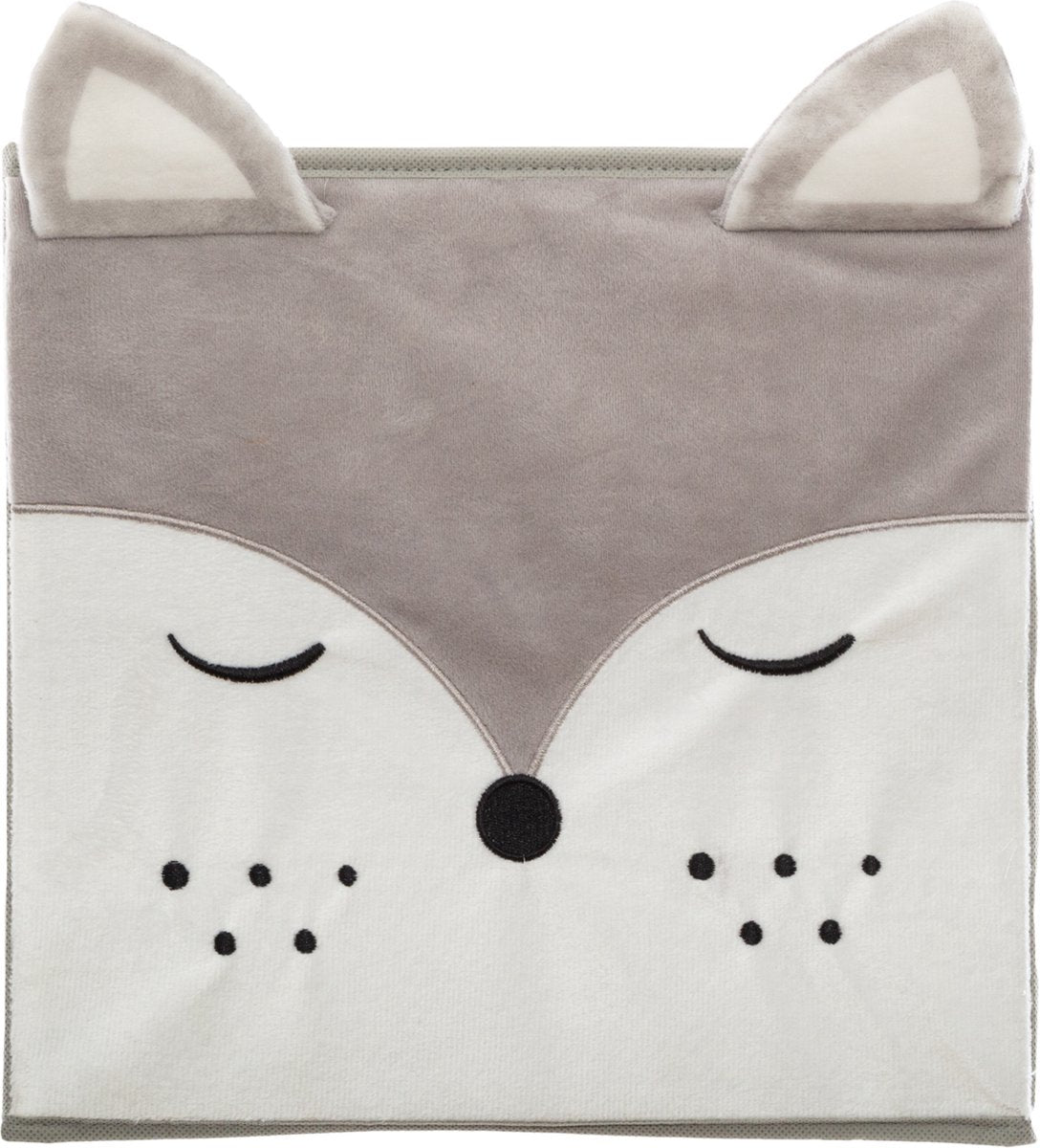 Atmosphera Storage basket / cupboard basket fox - 2x - for children - cardboard / plastic - grey - 30 x 30 cm