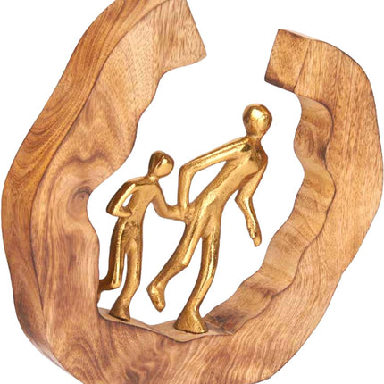 Decoratieve figuren familie ouder vader moeder kind - Inclusief verzendkosten - Moederdag - Decoratie - Beeld - Sculptuur - Ornament - Mensen - Personen - Hout - Goud - Metaal - Interieur - Kado - Cadeau - Geschenk - Verjaardag - Man - Vrouw