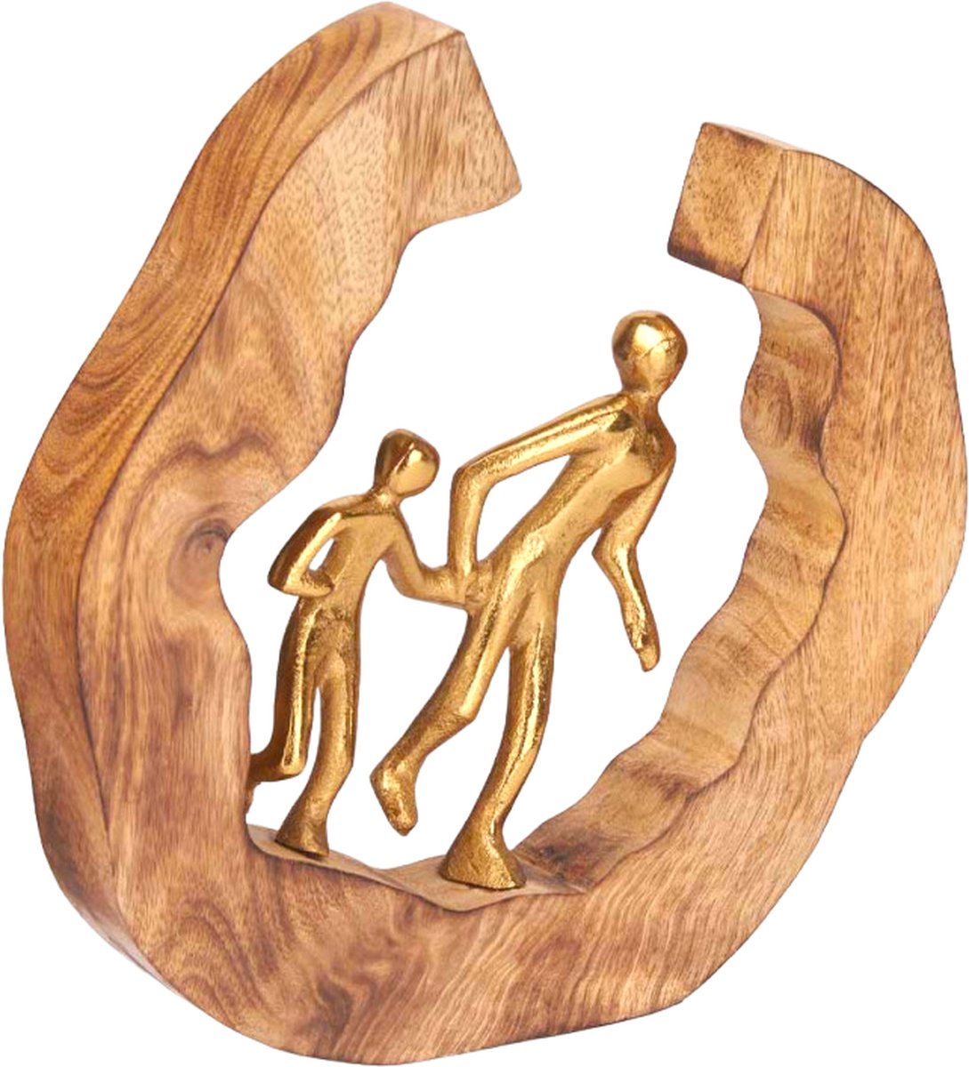 Decorative figures family parent father mother child - Shipping included - Mother's Day - Decoration - Statue - Sculpture - Ornament - People - Persons - Wood - Gold - Metal - Interior - Gift - Present - Birthday - Man - Woman