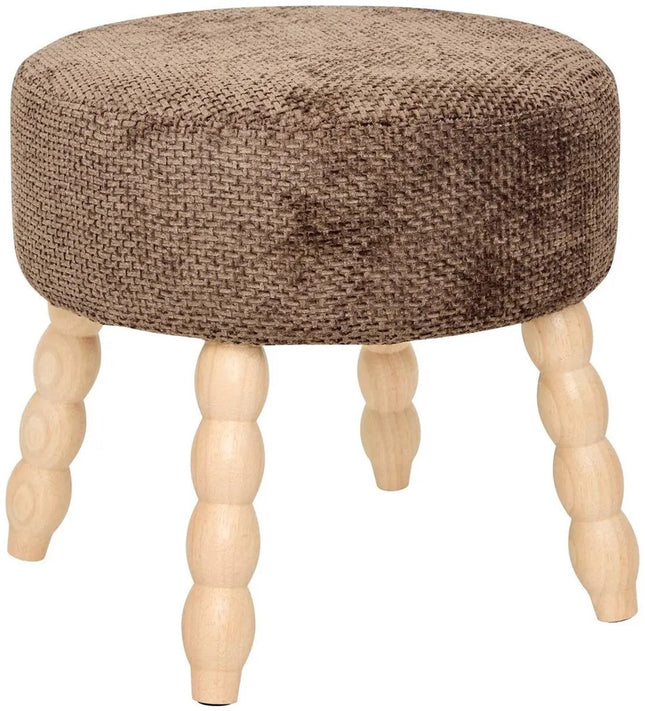 Spolo Tonka Brown Tabouret - Tabouret multifonctionnel, table d'appoint ou pouf - Pieds en bois - Assise marron -