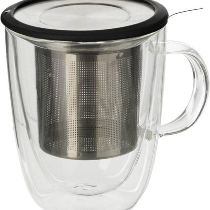 Tasse à thé en verre de 300 ml avec infuseur, grande tasse à thé en verre borosilicaté avec infuseur en acier inoxydable