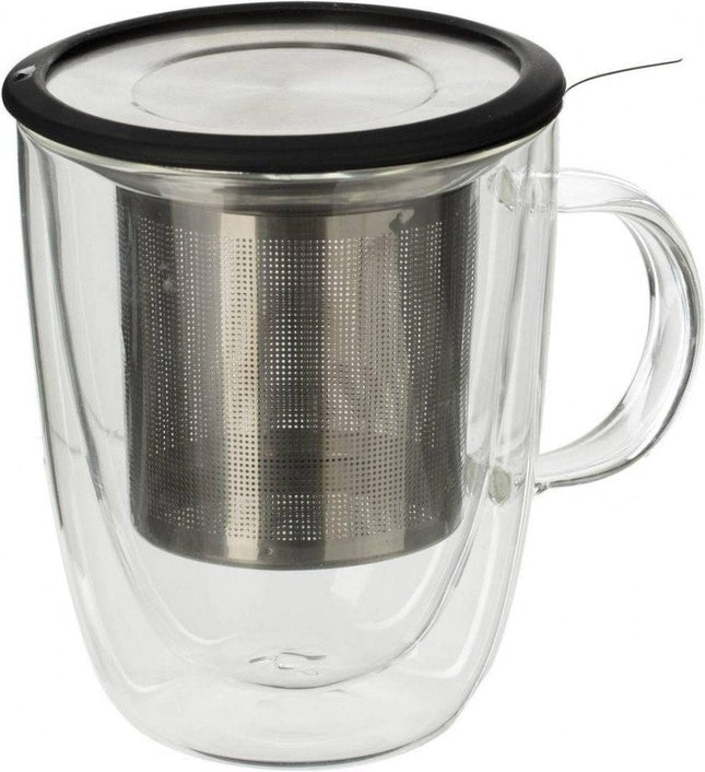 Tasse à thé en verre de 300 ml avec infuseur, grande tasse à thé en verre borosilicaté avec infuseur en acier inoxydable