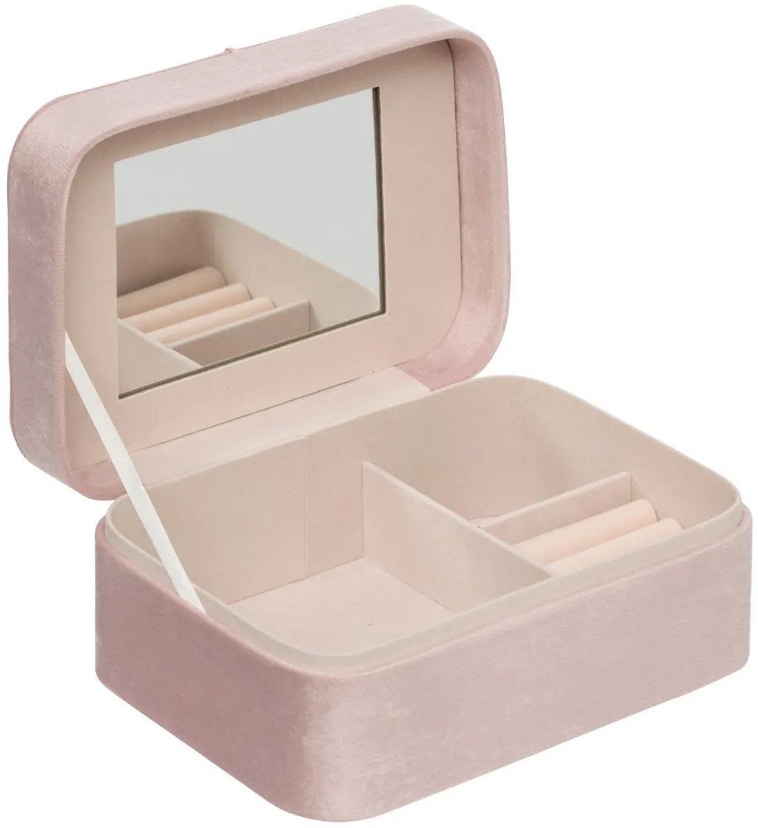 Atmosphera Schmuckkästchen Bijou - 15 x 9 x 21 cm - Rosa - Schmuckkasten mit Deckel - mit Spiegel und Fächereinteilung