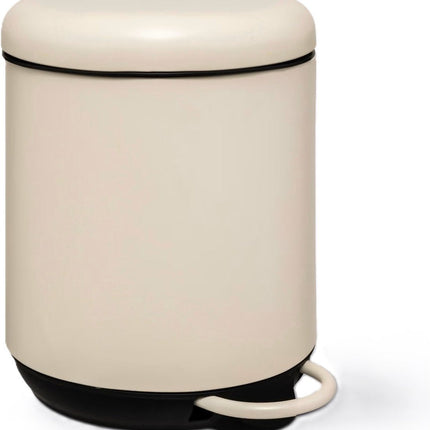 5Five Poubelle/poubelle à pédale Savona - métal/plastique - 5L - ivoire - D20 x H27 cm - avec seau intérieur