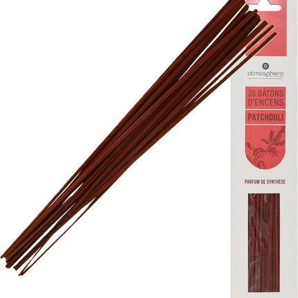 Bâtonnets d'encens Patchouli Atmosphera - pack économique - 20x bâtonnets - 25cm - Relaxant - Apaisant