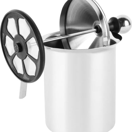 Kinghoff® - Mousseur à lait manuel - Inox - 800 ml - Lavable au lave-vaisselle - Barista - Pot à lait - Fond résistant à la chaleur - Induction