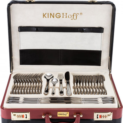 KINGHOFF 3520 - Service de couverts de luxe en coffret - 72 pièces - 12 personnes - Couverts modernes
