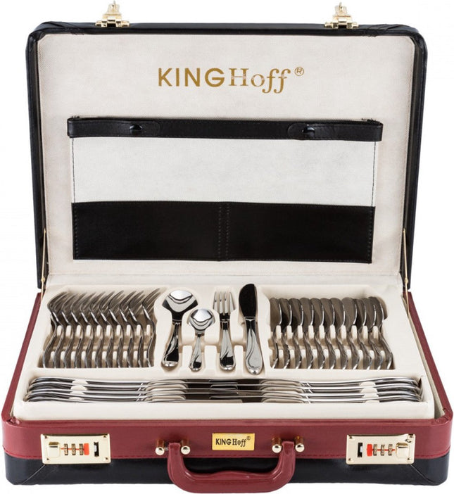 KINGHOFF 3520 - Service de couverts de luxe en coffret - 72 pièces - 12 personnes - Couverts modernes