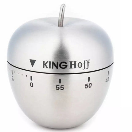 Minuteur de cuisine mécanique Kinghoff - Acier inoxydable, 60 minutes, Ø 63 x 72 mm, Minuteur rotatif, Élégant et durable - Minuteur de cuisson -