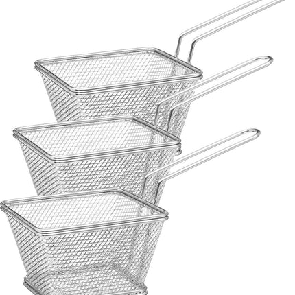Secret de Gourmet Panier à frites/panier de service - 6x - argent - acier inoxydable - 20,5 x 9 x 11 cm - Servir frites/snacks dans un panier