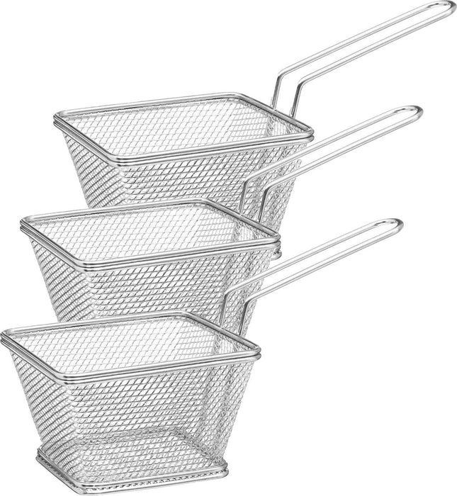 Secret de Gourmet Panier à frites/panier de service - 6x - argent - acier inoxydable - 20,5 x 9 x 11 cm - Servir frites/snacks dans un panier