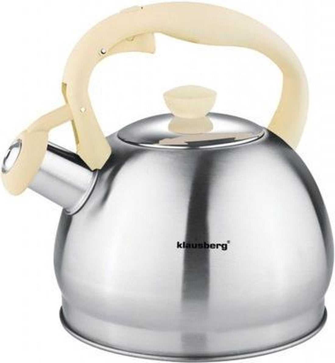 Klausberg 7043 fluitketel RVS – 1,8 liter, crème handvat