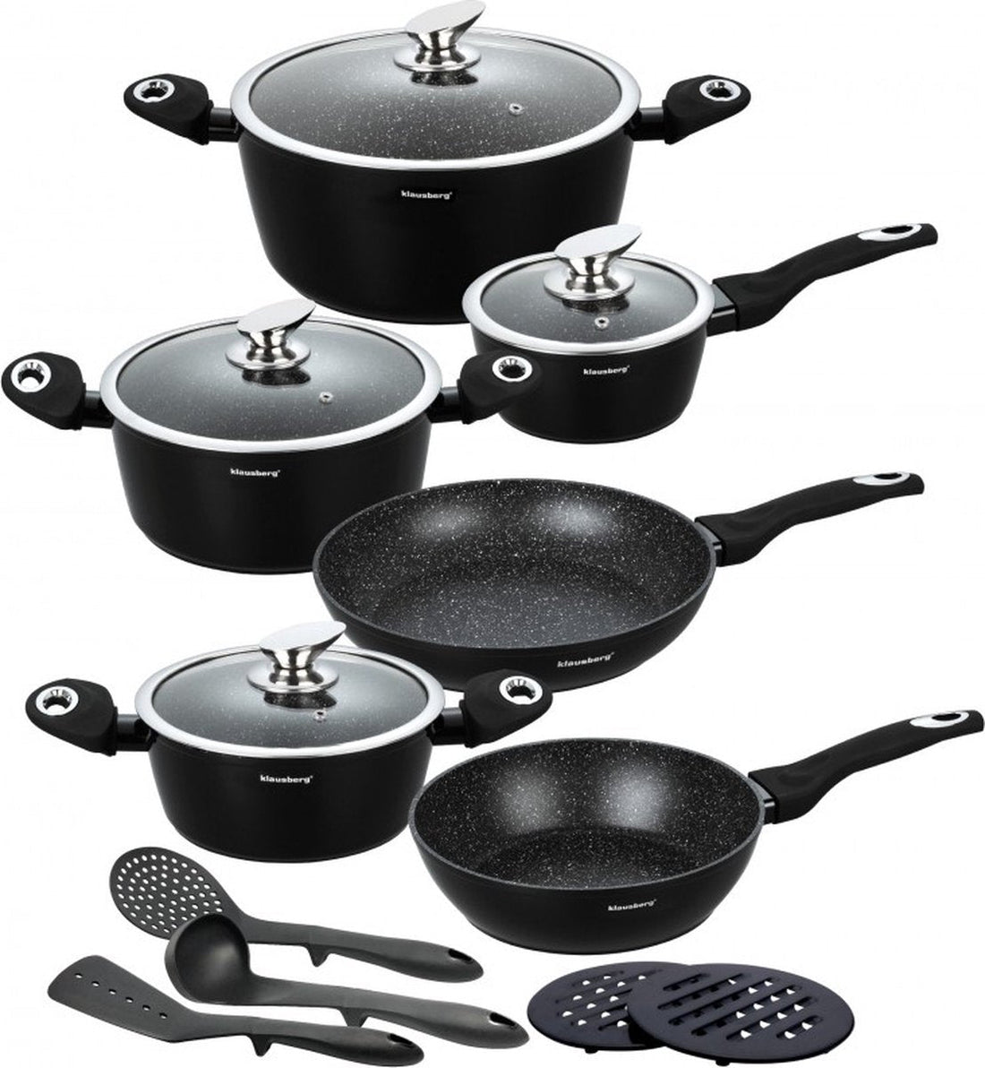 Klausberg 7322 cookware set – 15-piece – Forged Aluminum – All heat sources