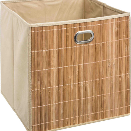 5Five Panier de rangement/panier de placard - beige - lin/bambou - 31 x 31 x 31 cm - 29 litres - Paniers de rangement