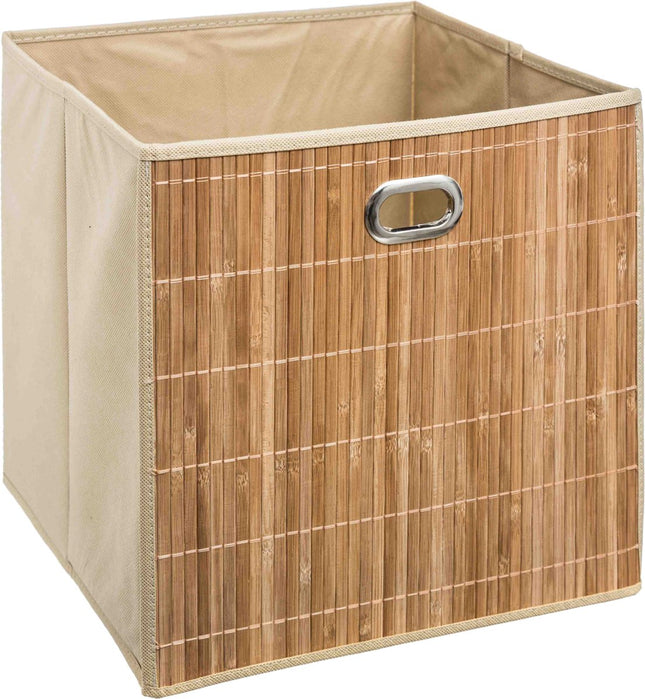 5Five Panier de rangement/panier de placard - beige - lin/bambou - 31 x 31 x 31 cm - 29 litres - Paniers de rangement