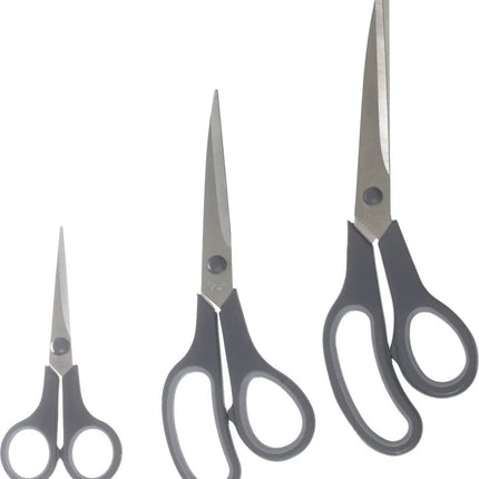 5Five Ensemble de ciseaux de cuisine et ménagers, lot de 3 pièces - gris - 25/21 et 14 cm - acier inoxydable/plastique - convient pour les aliments