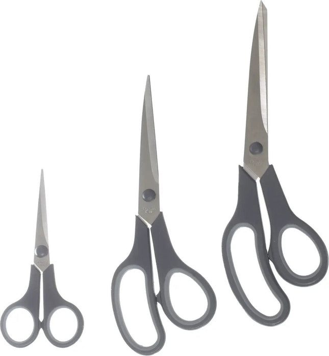 5Five Ensemble de ciseaux de cuisine et ménagers, lot de 3 pièces - gris - 25/21 et 14 cm - acier inoxydable/plastique - convient pour les aliments