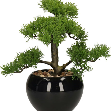 Atmosphera bonsai boompje in keramische pot - 36 cm - pvc - groen - kunstplant - Nepplanten