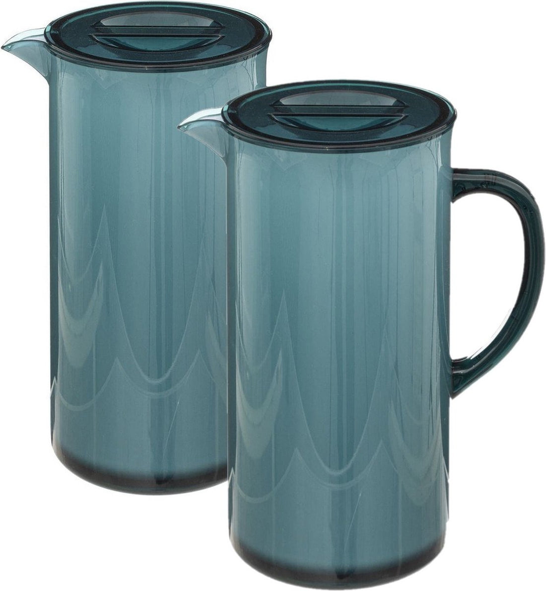 Set mit 3x Saftkannen/Servierkaraffen mit Deckel 1950 ml blau - Größe: 18 x 10,5 x 25 cm - Material: Kunststoff