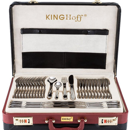 KINGHOFF 3519 - Coffret de couverts de luxe - 72 pièces - 12 personnes - Couverts modernes