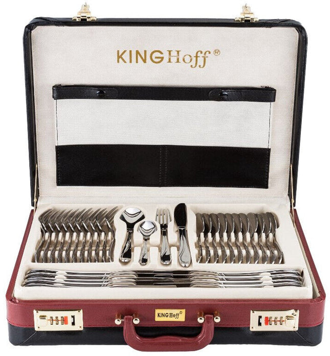 KINGHOFF 3519 - Coffret de couverts de luxe - 72 pièces - 12 personnes - Couverts modernes