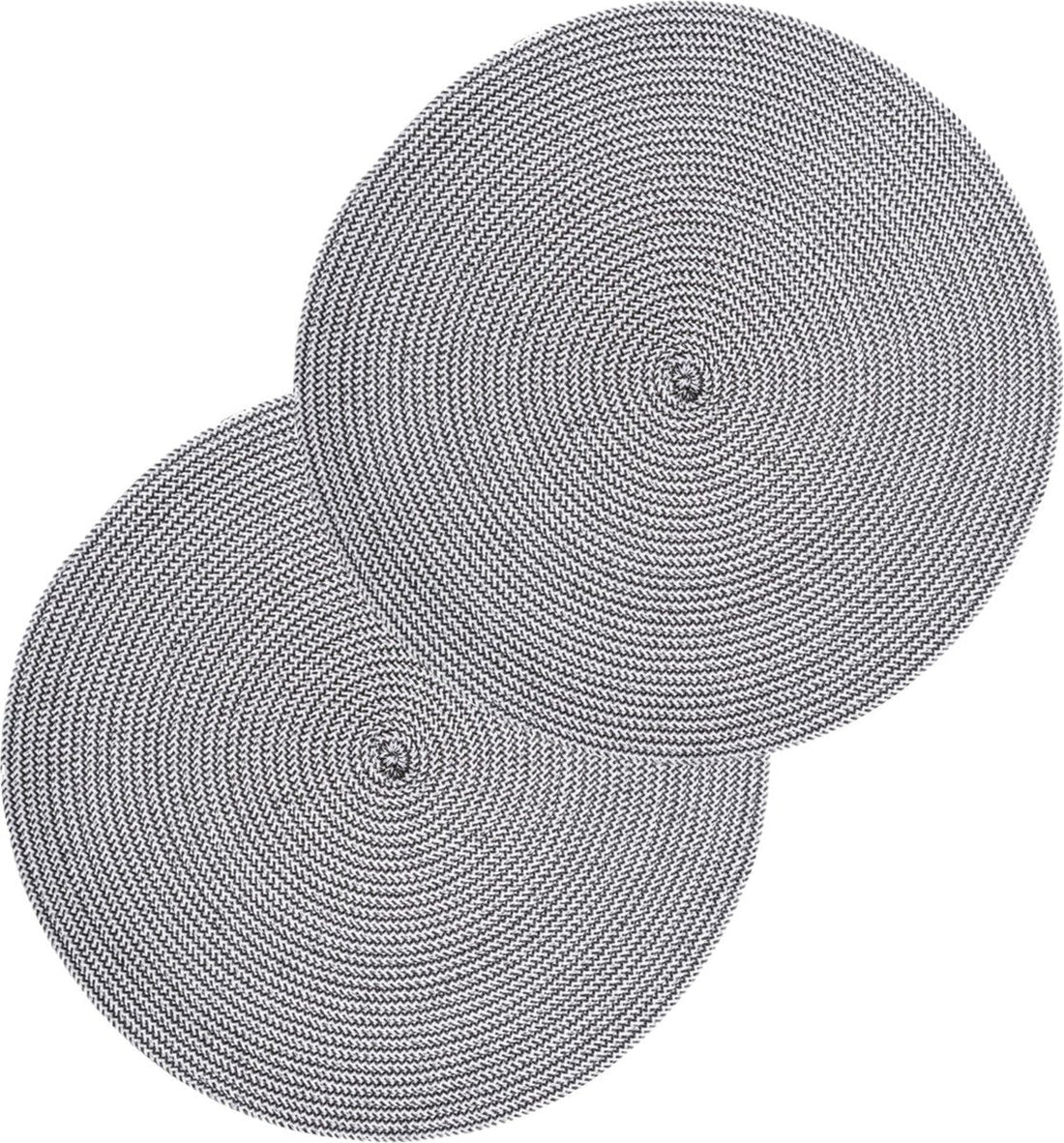 Secret de Gourmet round placemat - Set of 4 pieces - black/white - woven plastic - Dia 38 cm - Placemats