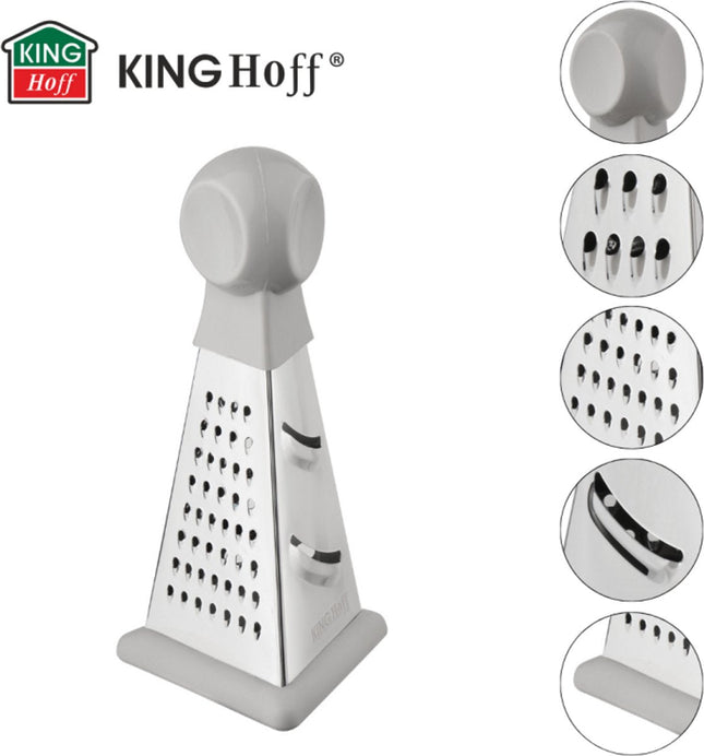 Kinghoff Râpe 3 Faces Pyramide - Râpe Multifonction avec 3 Surfaces de Râpage - Râper, Râper Fin et Zester - 15,8 cm - KH-1987