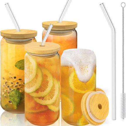 Ensemble de Verres à Bubble Tea - 4 Pièces 500 ml avec Couvercle et Paille