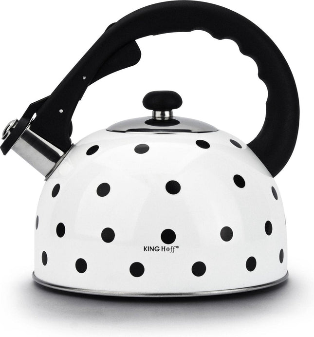 Kinghoff Bouilloire à sifflet à pois blancs - 2,6 l